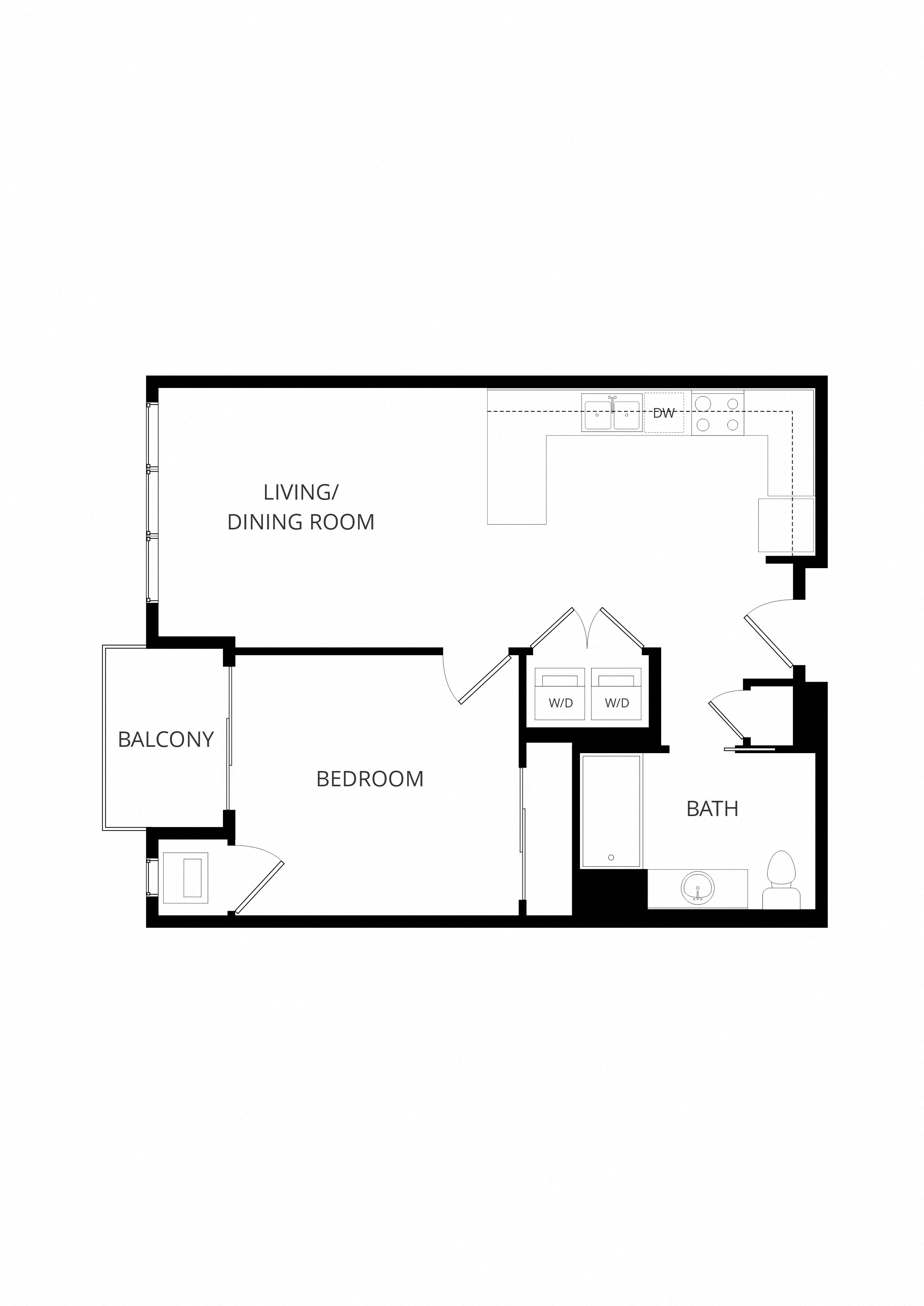 B13 1x1 floor plan